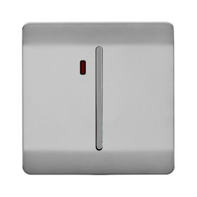 ART-WHS2BS  45 Amp Neon Insert Double Pole Switch Brushed Steel